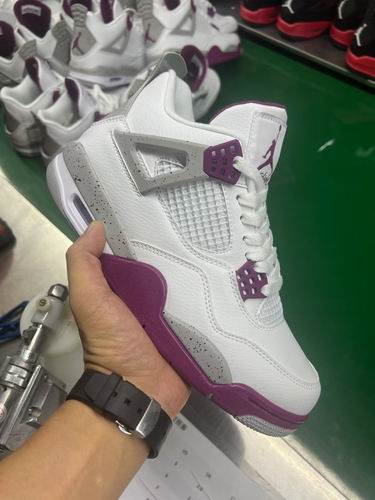 Air Jordan 4 Men's Women's Basketball Shoes AJ4 White Grey Purple-27 - Click Image to Close